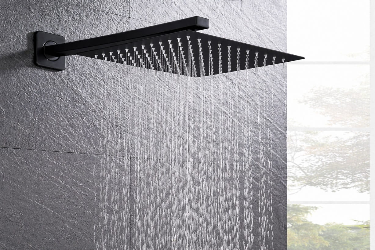 Modern residential matte black bathroom